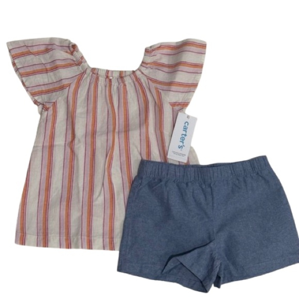 Carter's Striped Top and Blue Shorts Set